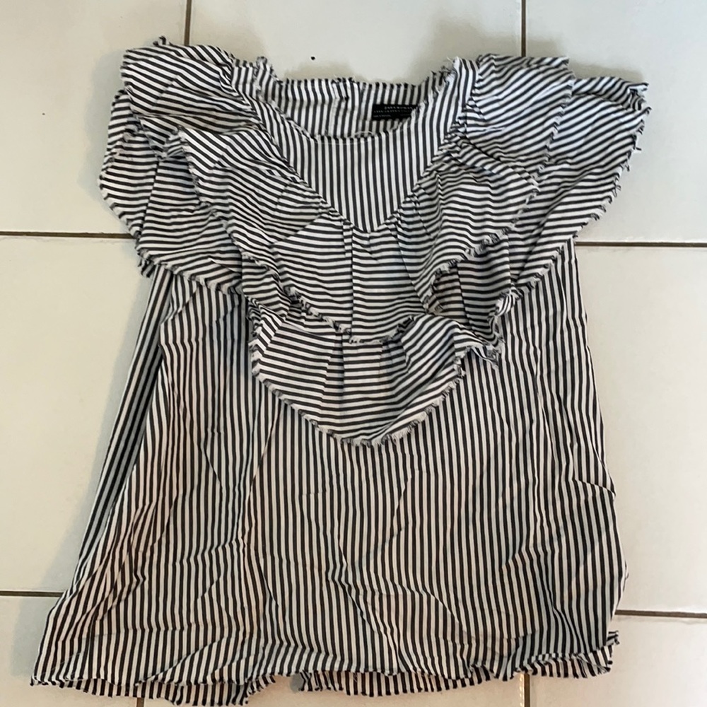 Blue and white stripe top from zara